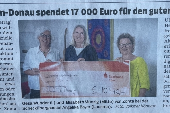 Zonta Club Ulm-Donau spendet 17000 Euro für den guten Zweck